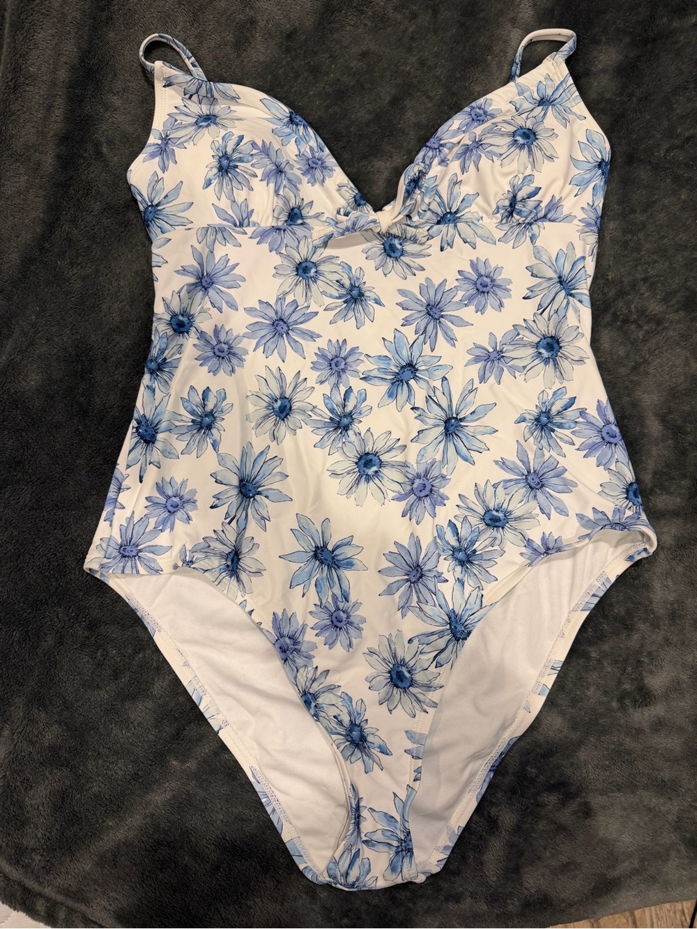 Cupshe White and Blue Floral One-Piece Swimsuit